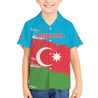 Personalized Azerbaijan Flag Style Family Matching Short Sleeve Bodycon Dress and Hawaiian Shirt Azerbaijani Flag Day