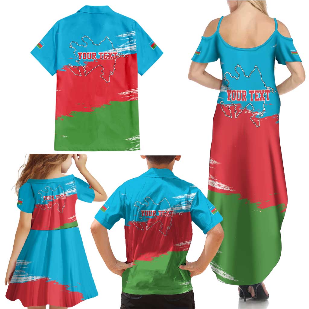 Personalized Azerbaijan Flag Style Family Matching Summer Maxi Dress and Hawaiian Shirt Azerbaijani Flag Day