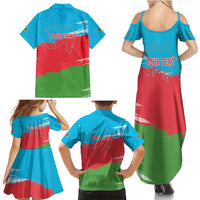Personalized Azerbaijan Flag Style Family Matching Summer Maxi Dress and Hawaiian Shirt Azerbaijani Flag Day