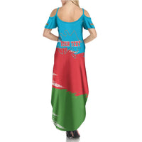 Personalized Azerbaijan Flag Style Family Matching Summer Maxi Dress and Hawaiian Shirt Azerbaijani Flag Day