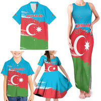 Personalized Azerbaijan Flag Style Family Matching Tank Maxi Dress and Hawaiian Shirt Azerbaijani Flag Day