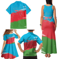 Personalized Azerbaijan Flag Style Family Matching Tank Maxi Dress and Hawaiian Shirt Azerbaijani Flag Day