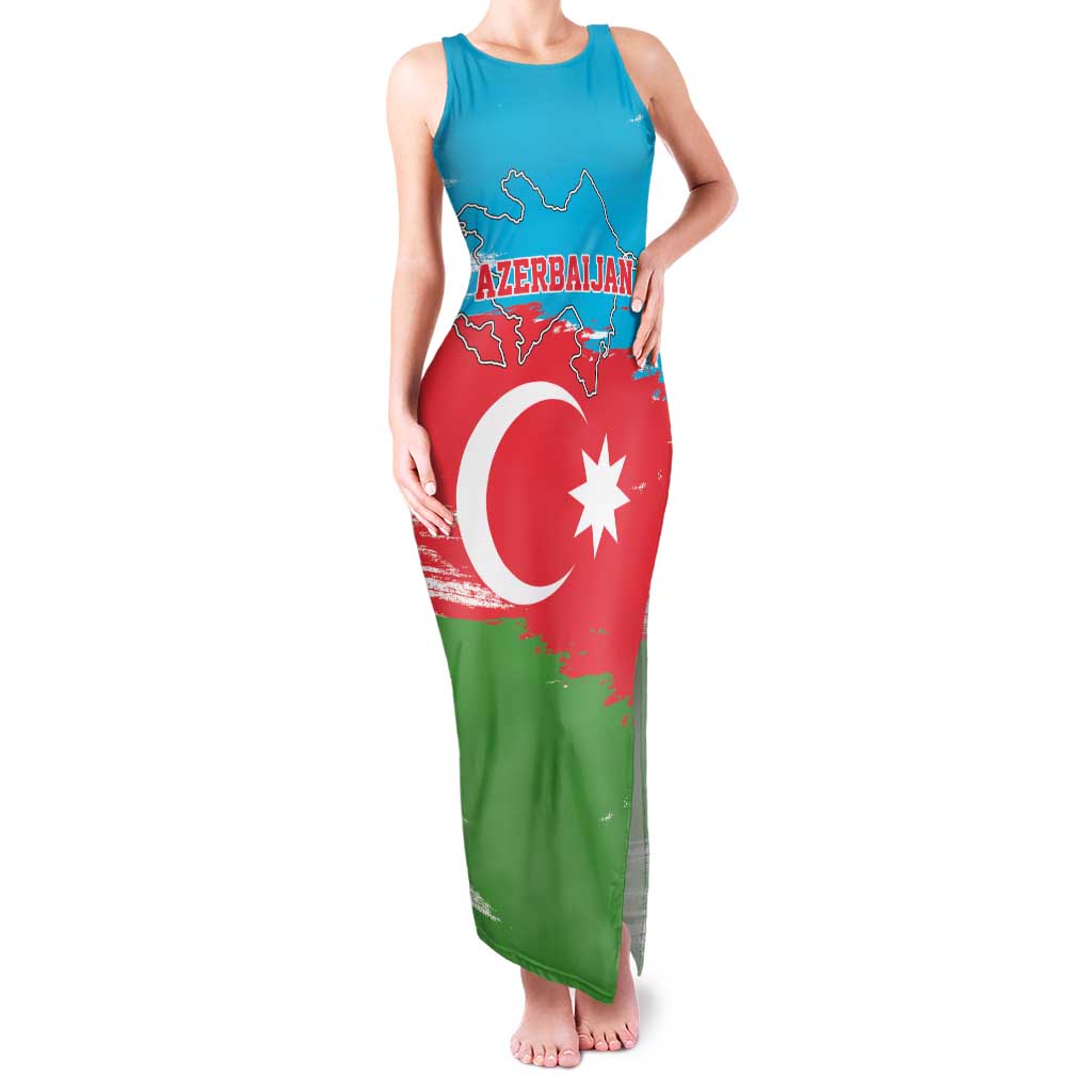 Personalized Azerbaijan Flag Style Family Matching Tank Maxi Dress and Hawaiian Shirt Azerbaijani Flag Day