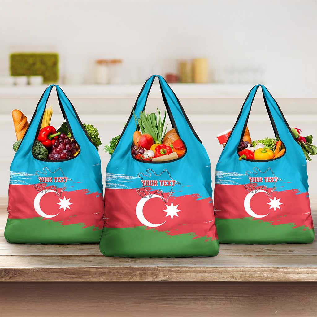 Personalized Azerbaijan Flag Style Grocery Bag Azerbaijani Flag Day