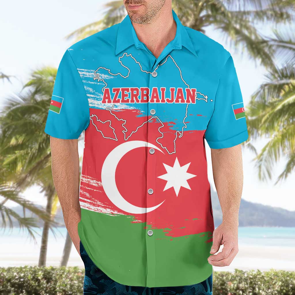 Personalized Azerbaijan Flag Style Hawaiian Shirt Azerbaijani Flag Day