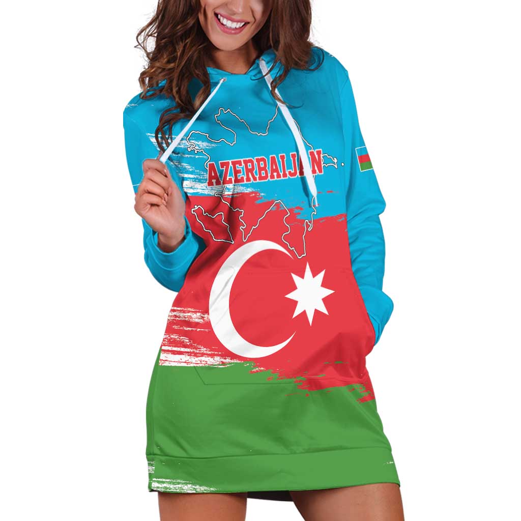 Personalized Azerbaijan Flag Style Hoodie Dress Azerbaijani Flag Day