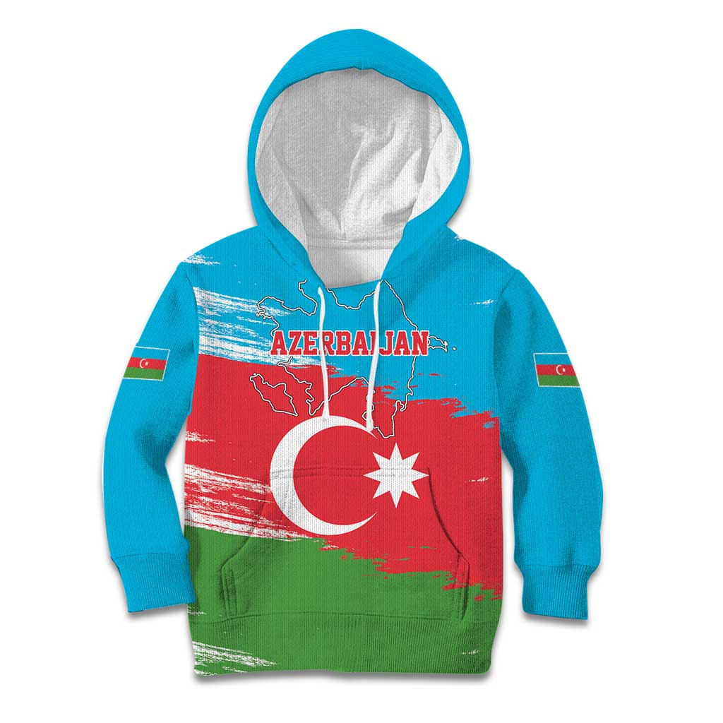 Personalized Azerbaijan Flag Style Kid Hoodie Azerbaijani Flag Day