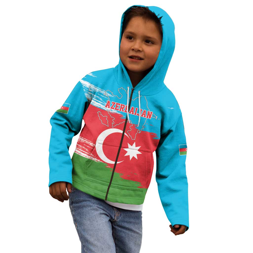 Personalized Azerbaijan Flag Style Kid Hoodie Azerbaijani Flag Day