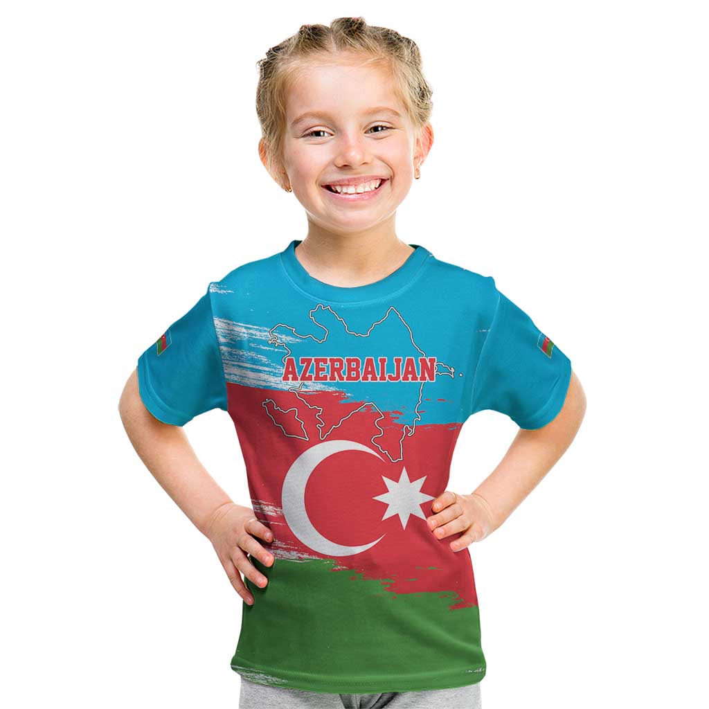 Personalized Azerbaijan Flag Style Kid T Shirt Azerbaijani Flag Day