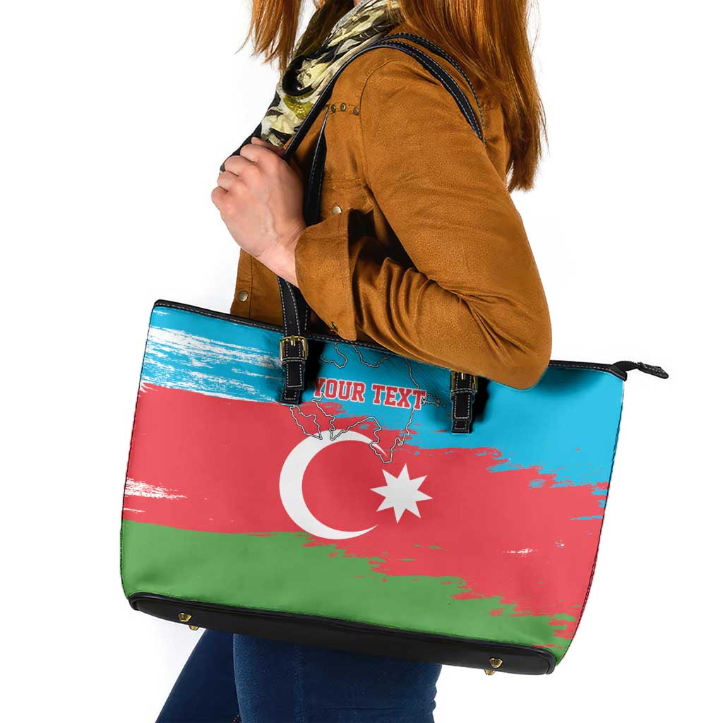 Personalized Azerbaijan Flag Style Leather Tote Bag Azerbaijani Flag Day