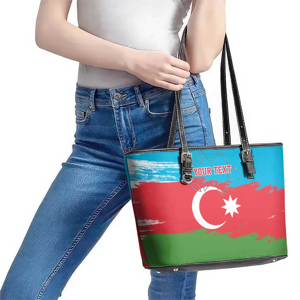 Personalized Azerbaijan Flag Style Leather Tote Bag Azerbaijani Flag Day