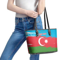 Personalized Azerbaijan Flag Style Leather Tote Bag Azerbaijani Flag Day