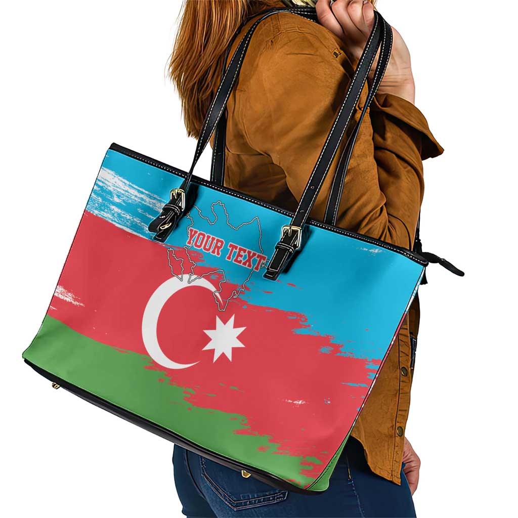 Personalized Azerbaijan Flag Style Leather Tote Bag Azerbaijani Flag Day