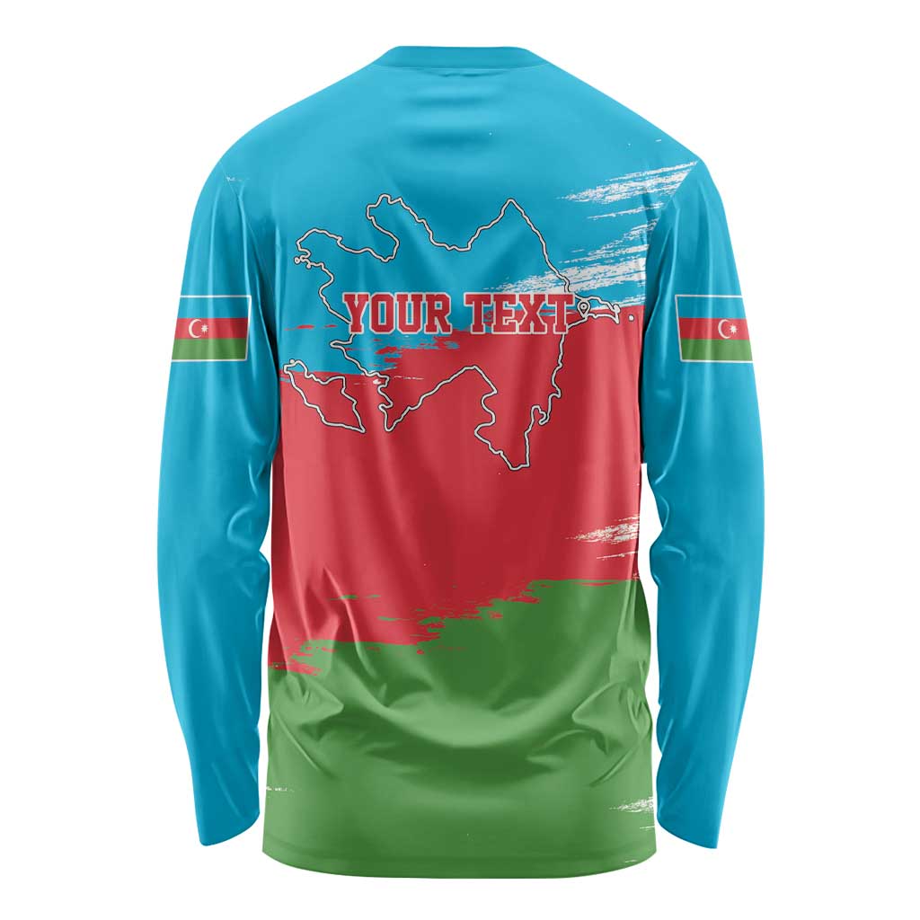 Personalized Azerbaijan Flag Style Long Sleeve Shirt Azerbaijani Flag Day