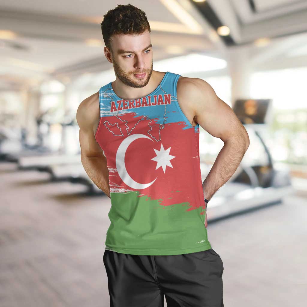Personalized Azerbaijan Flag Style Men Tank Top Azerbaijani Flag Day