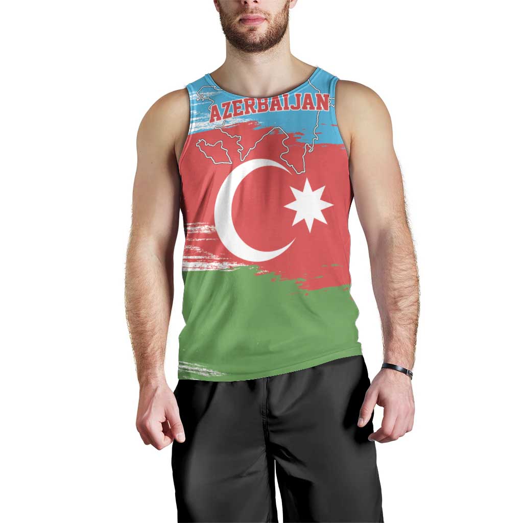 Personalized Azerbaijan Flag Style Men Tank Top Azerbaijani Flag Day