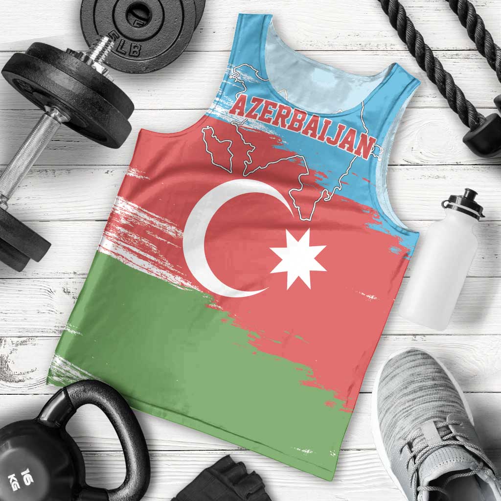 Personalized Azerbaijan Flag Style Men Tank Top Azerbaijani Flag Day