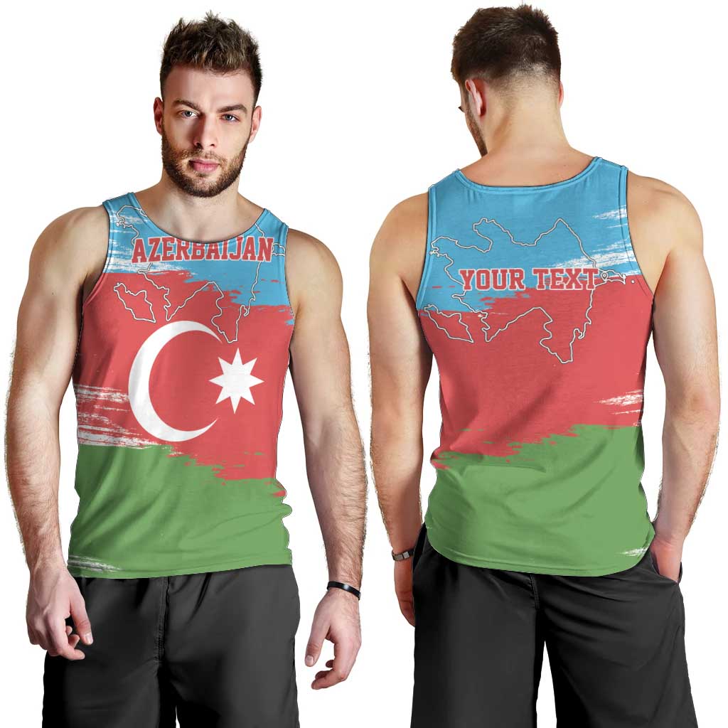 Personalized Azerbaijan Flag Style Men Tank Top Azerbaijani Flag Day