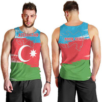Personalized Azerbaijan Flag Style Men Tank Top Azerbaijani Flag Day