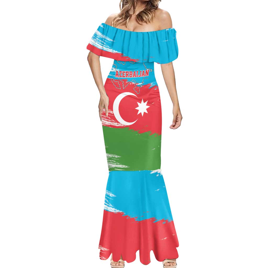 Personalized Azerbaijan Flag Style Mermaid Dress Azerbaijani Flag Day