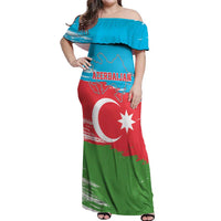 Personalized Azerbaijan Flag Style Off Shoulder Maxi Dress Azerbaijani Flag Day