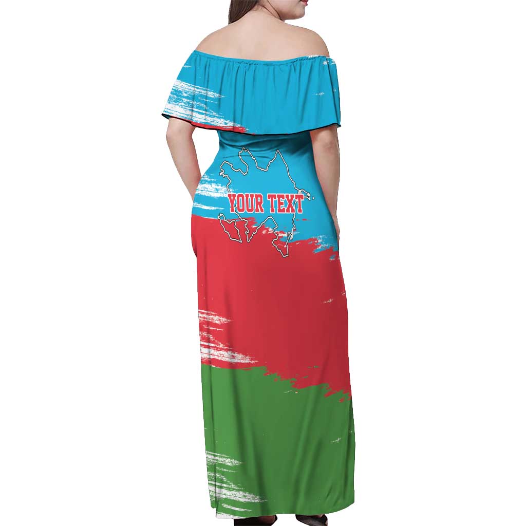 Personalized Azerbaijan Flag Style Off Shoulder Maxi Dress Azerbaijani Flag Day