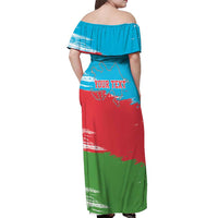 Personalized Azerbaijan Flag Style Off Shoulder Maxi Dress Azerbaijani Flag Day