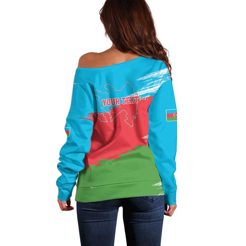 Personalized Azerbaijan Flag Style Off Shoulder Sweater Azerbaijani Flag Day