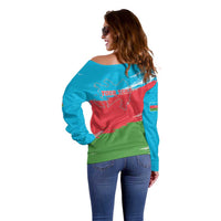 Personalized Azerbaijan Flag Style Off Shoulder Sweater Azerbaijani Flag Day