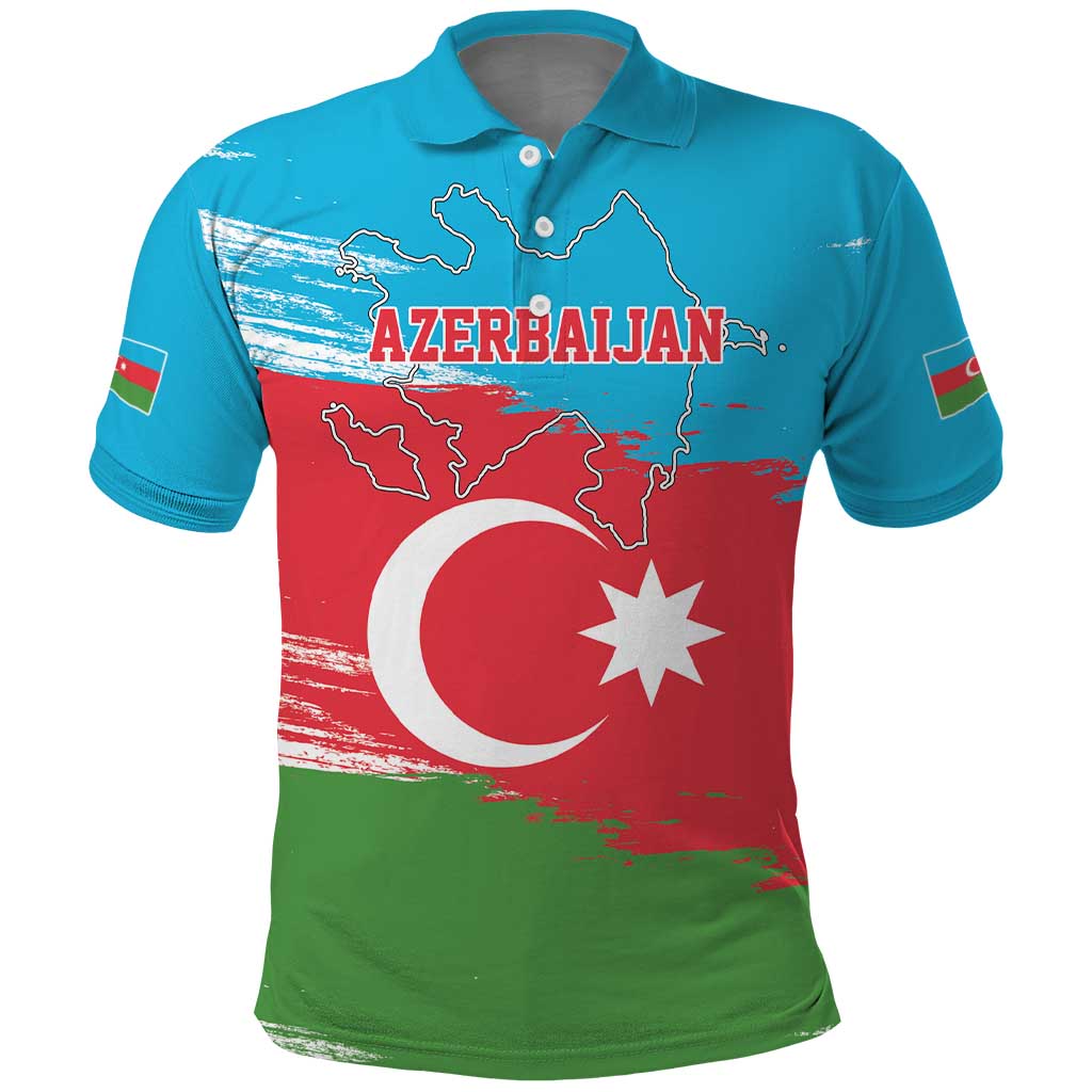 Personalized Azerbaijan Flag Style Polo Shirt Azerbaijani Flag Day