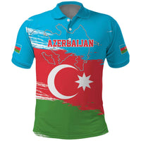 Personalized Azerbaijan Flag Style Polo Shirt Azerbaijani Flag Day
