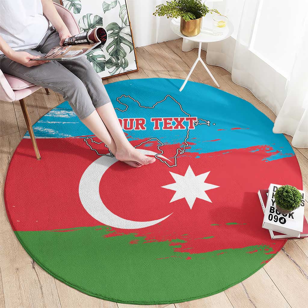 Personalized Azerbaijan Flag Style Round Carpet Azerbaijani Flag Day