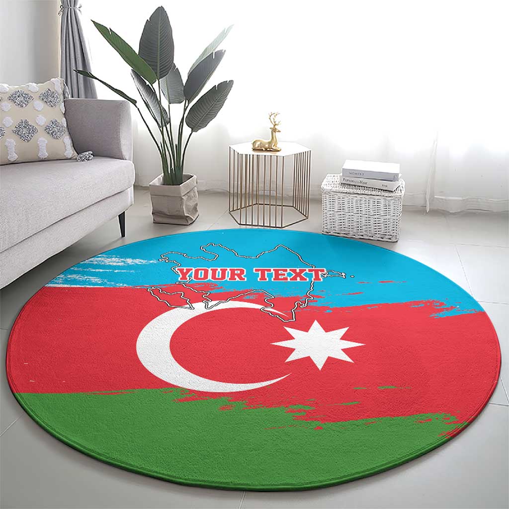 Personalized Azerbaijan Flag Style Round Carpet Azerbaijani Flag Day
