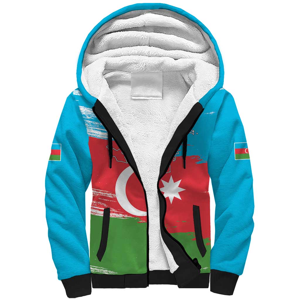 Personalized Azerbaijan Flag Style Sherpa Hoodie Azerbaijani Flag Day