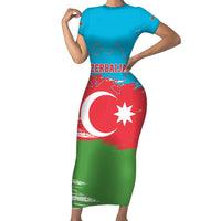 Personalized Azerbaijan Flag Style Short Sleeve Bodycon Dress Azerbaijani Flag Day