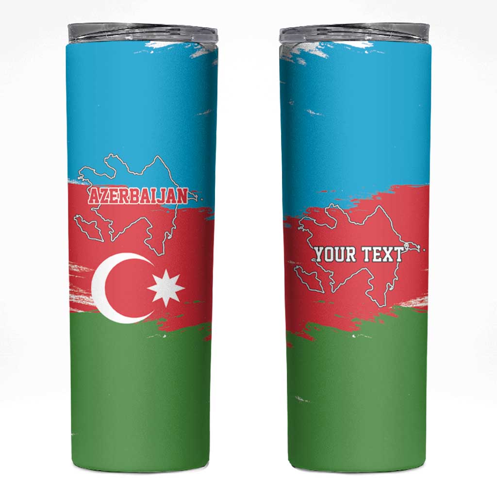 Personalized Azerbaijan Flag Style Skinny Tumbler Azerbaijani Flag Day