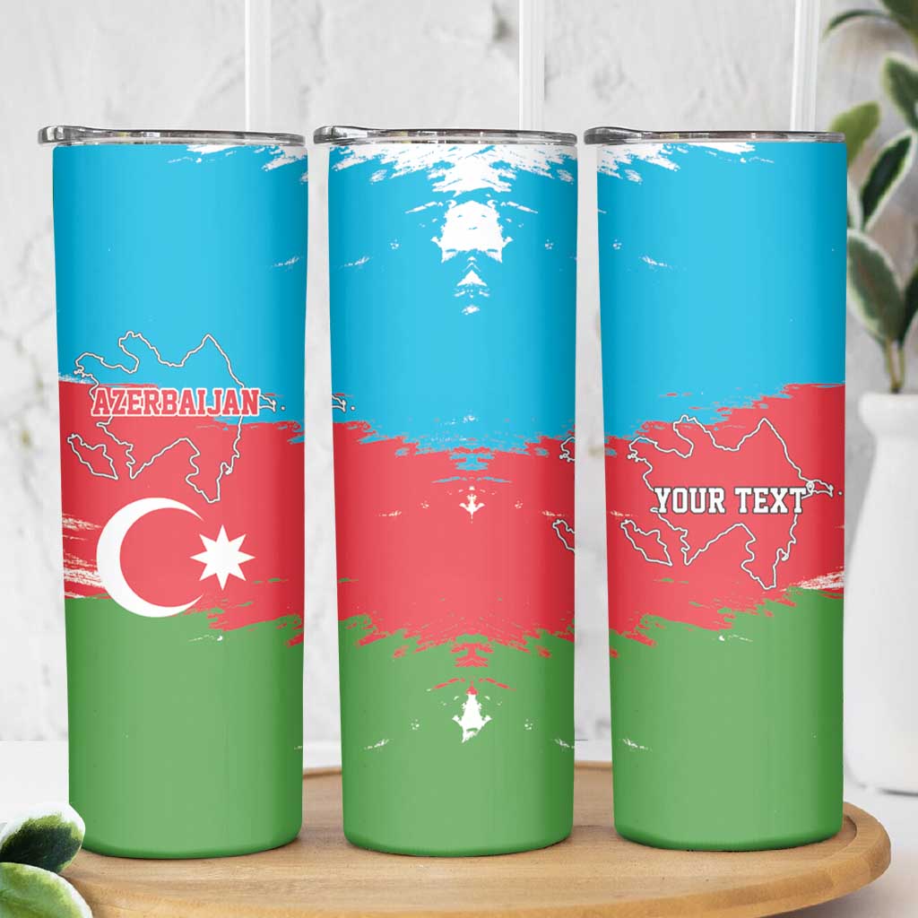 Personalized Azerbaijan Flag Style Skinny Tumbler Azerbaijani Flag Day