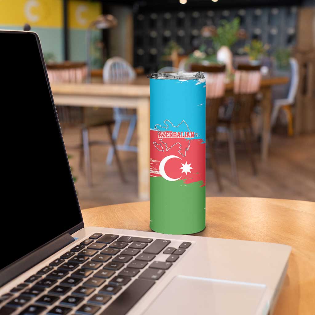 Personalized Azerbaijan Flag Style Skinny Tumbler Azerbaijani Flag Day