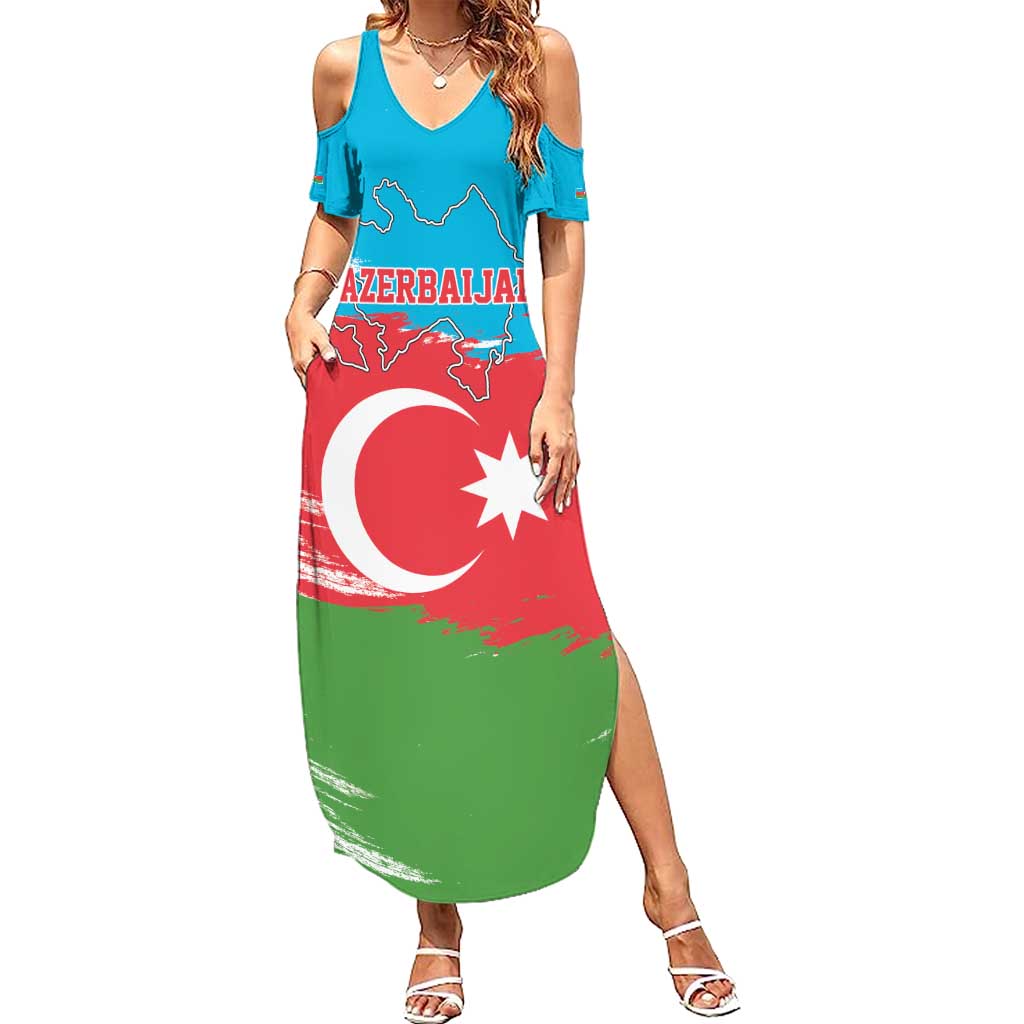 Personalized Azerbaijan Flag Style Summer Maxi Dress Azerbaijani Flag Day