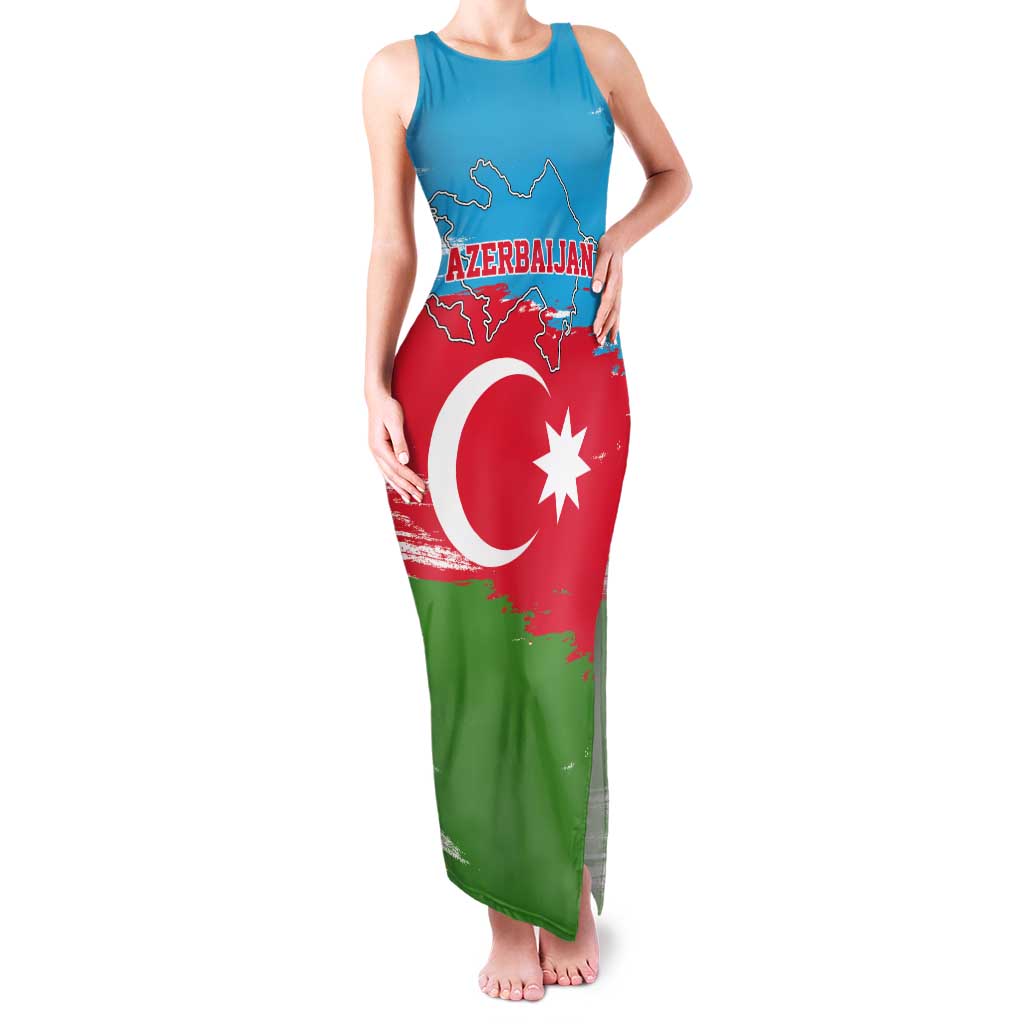 Personalized Azerbaijan Flag Style Tank Maxi Dress Azerbaijani Flag Day