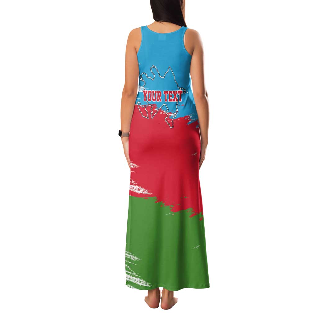 Personalized Azerbaijan Flag Style Tank Maxi Dress Azerbaijani Flag Day