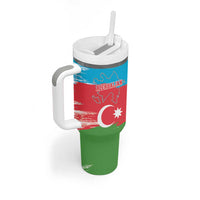Personalized Azerbaijan Flag Style Tumbler With Handle Azerbaijani Flag Day