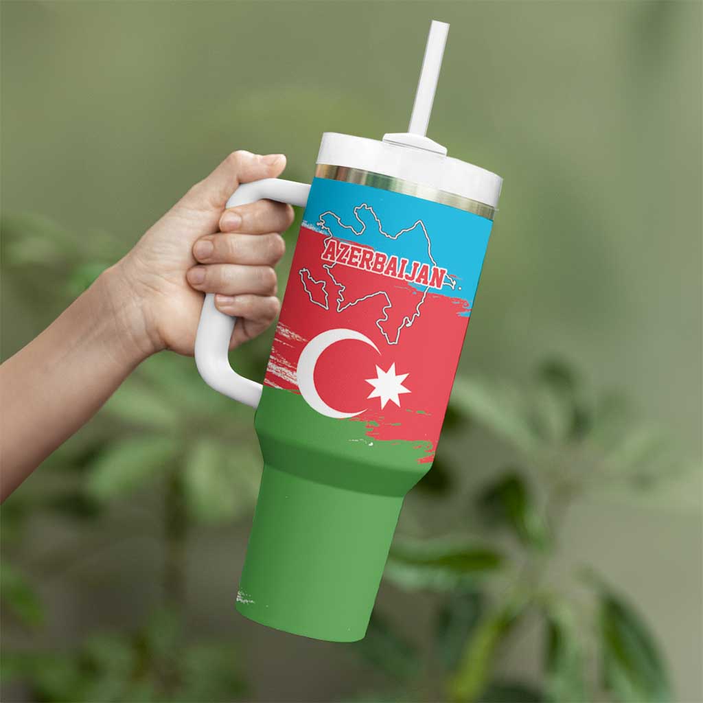 Personalized Azerbaijan Flag Style Tumbler With Handle Azerbaijani Flag Day