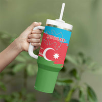 Personalized Azerbaijan Flag Style Tumbler With Handle Azerbaijani Flag Day