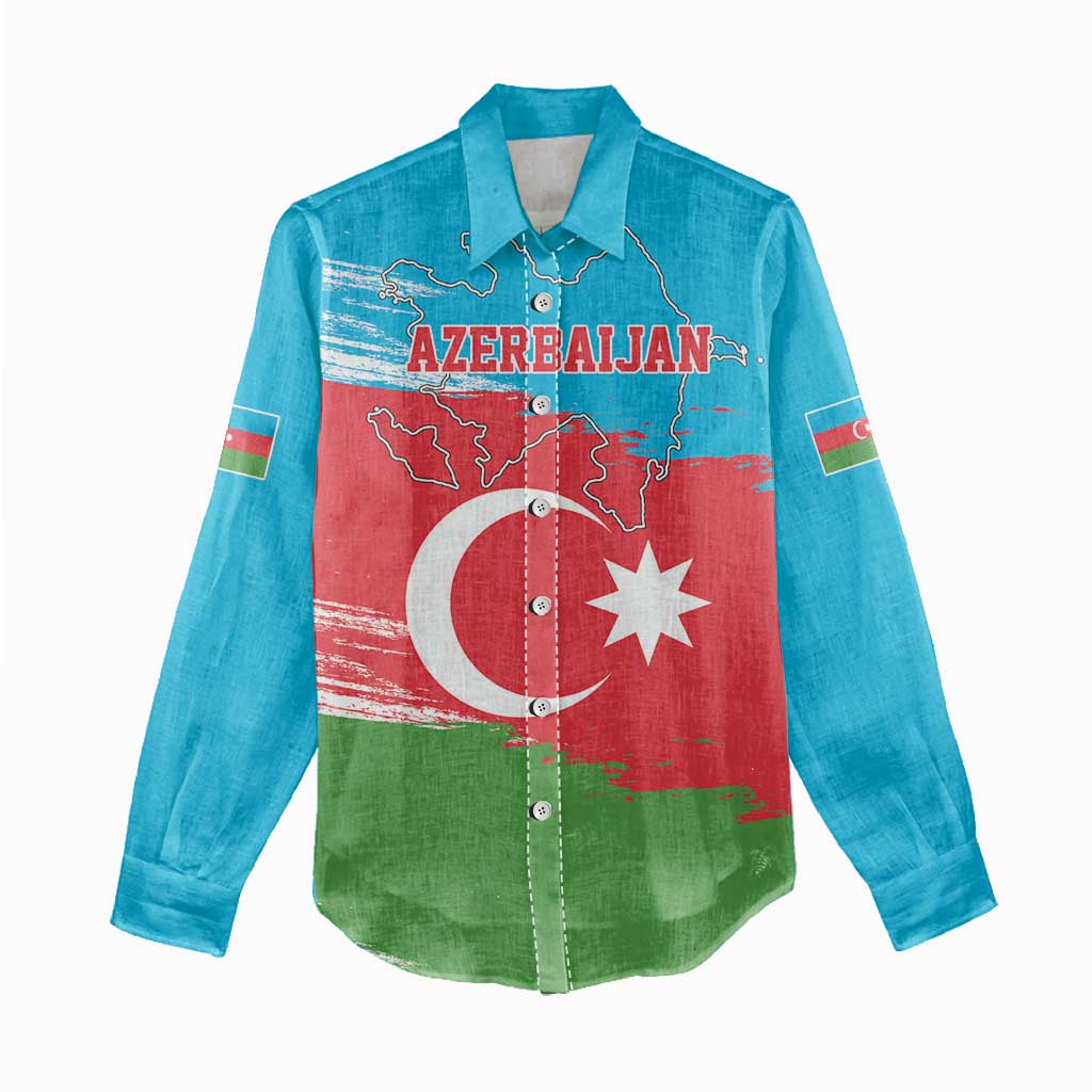 Personalized Azerbaijan Flag Style Women Casual Shirt Azerbaijani Flag Day