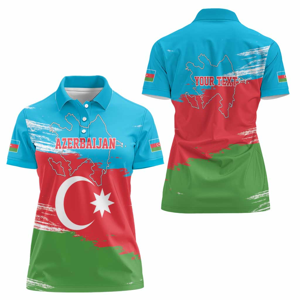 Personalized Azerbaijan Flag Style Women Polo Shirt Azerbaijani Flag Day