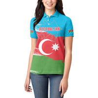 Personalized Azerbaijan Flag Style Women Polo Shirt Azerbaijani Flag Day