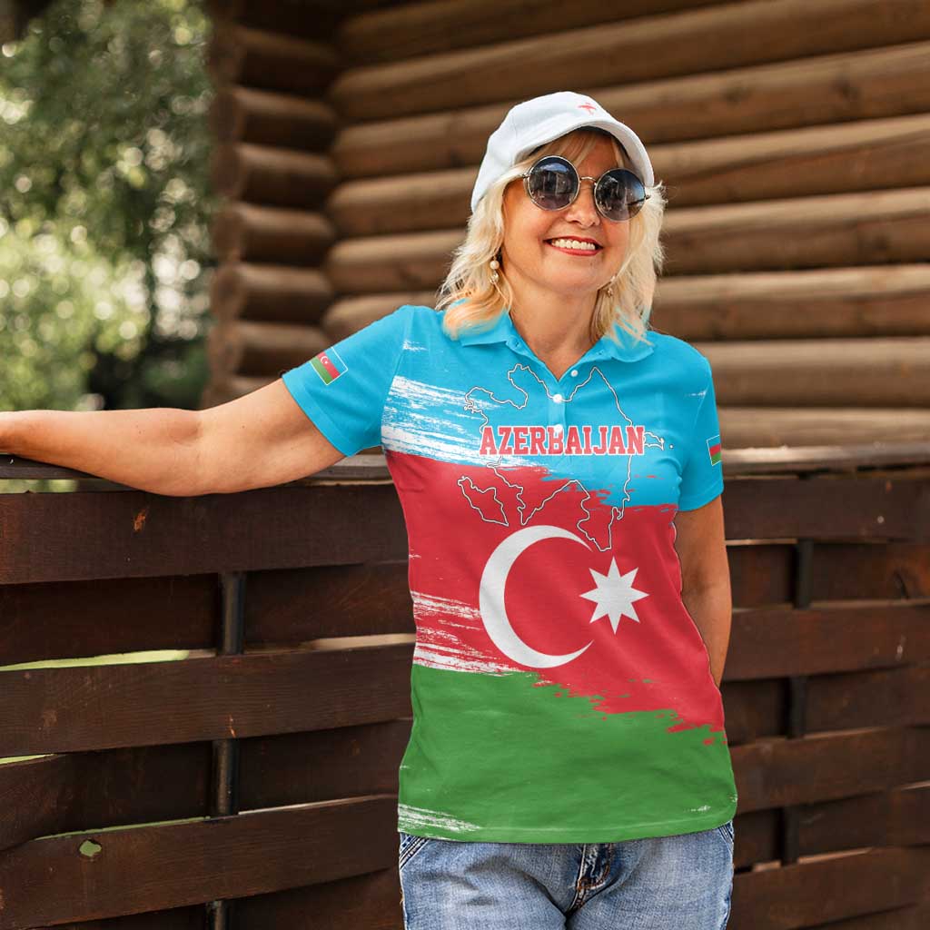 Personalized Azerbaijan Flag Style Women Polo Shirt Azerbaijani Flag Day