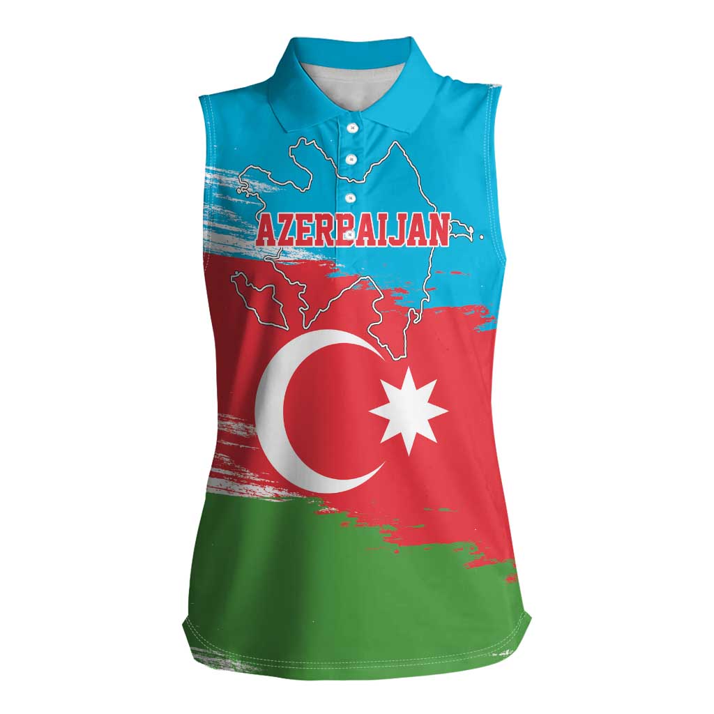 Personalized Azerbaijan Flag Style Women Sleeveless Polo Shirt Azerbaijani Flag Day
