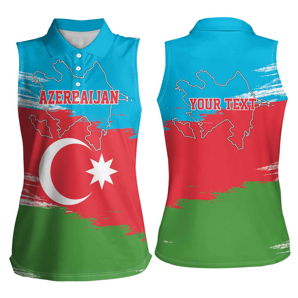 Personalized Azerbaijan Flag Style Women Sleeveless Polo Shirt Azerbaijani Flag Day